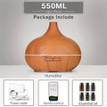 Difusor de aceites esenciales para aromaterapia con acabado de madera, control remoto, humidificador de aire ultrasónico, luz LED de 7 colores.