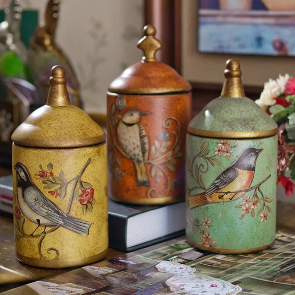 Tarros de cerámica vintage para almacenamiento, tarro de azúcar de cocina, lata de té, tarro de té esmaltado a prueba de humedad, tarro de almacenamiento, adorno antiguo para el hogar