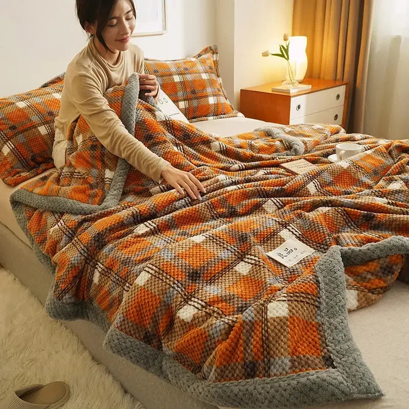 Manta de punto suave de hilo de chenilla, lavable a máquina, hecha a mano con ganchillo, ideal para sofá o cama.