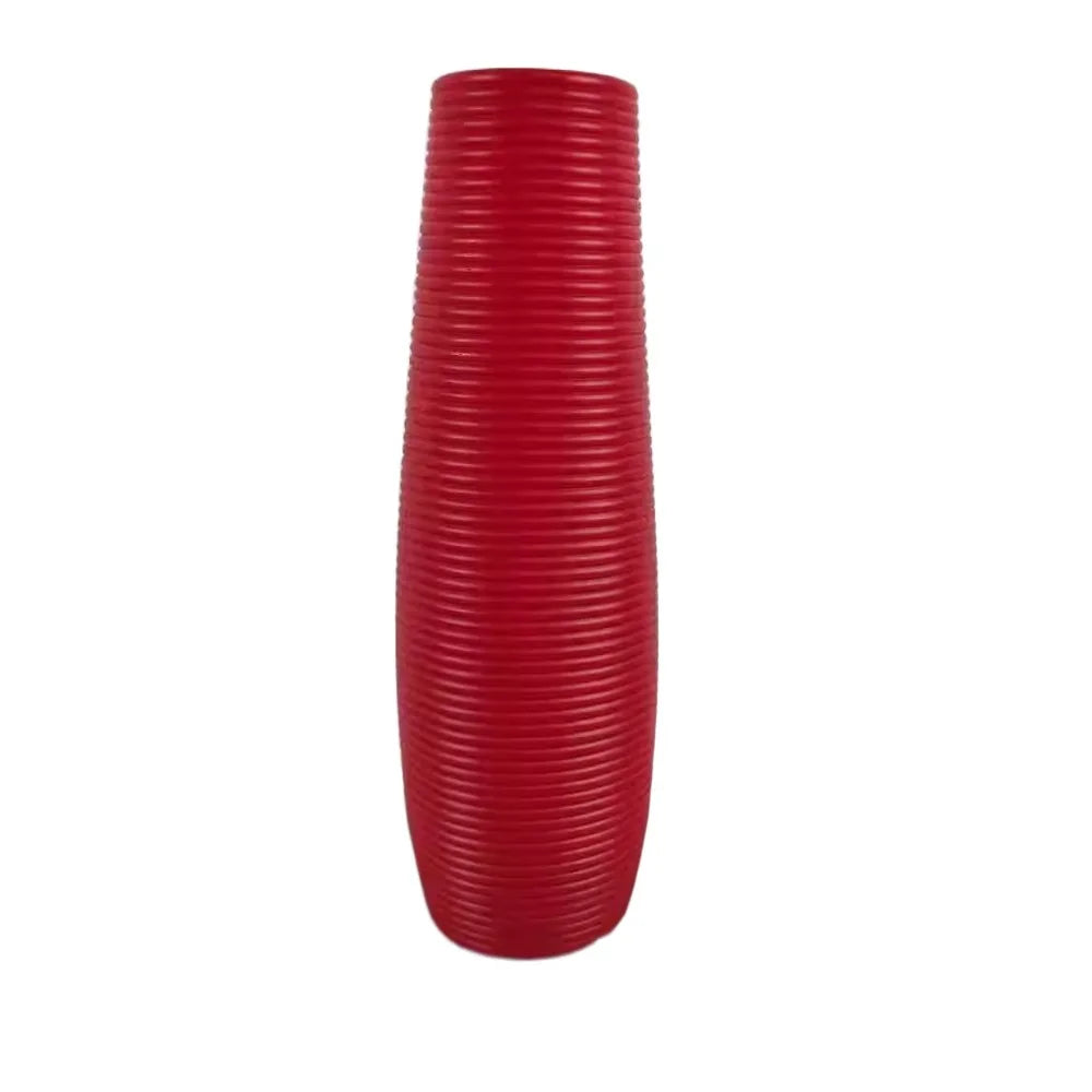 Jarrón de plástico de color liso con diseño de rayas, maceta para arreglos florales, jarrón decorativo nórdico para sala de estar.