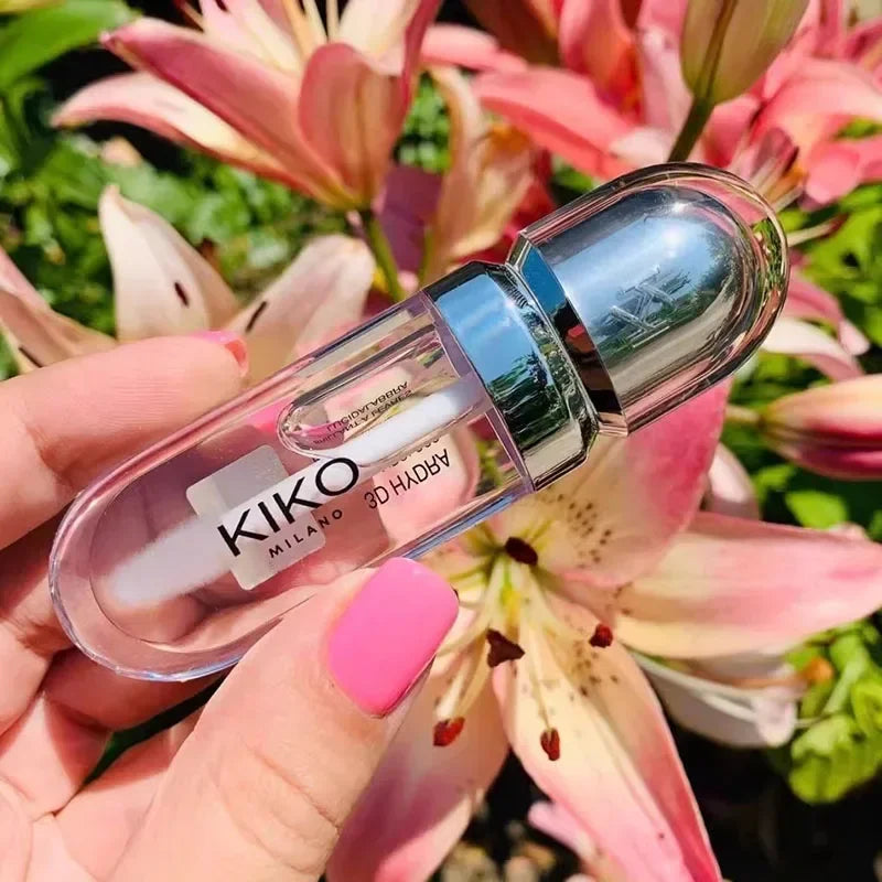 KIKO 3D Liquid Lip Glaze Brillo labial transparente Lápiz labial con efecto espejo Labios nutritivos, brillantes y voluminosos que no se desvanecen Maquillaje con pasta de frijoles y té con leche