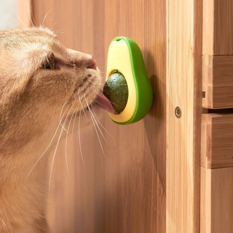 Hierba gatera natural, pelota giratoria adhesiva para pared, juguetes para limpiar los dientes de los gatos, pelota de hierba gatera, suministros para rascadores de hierba gatera