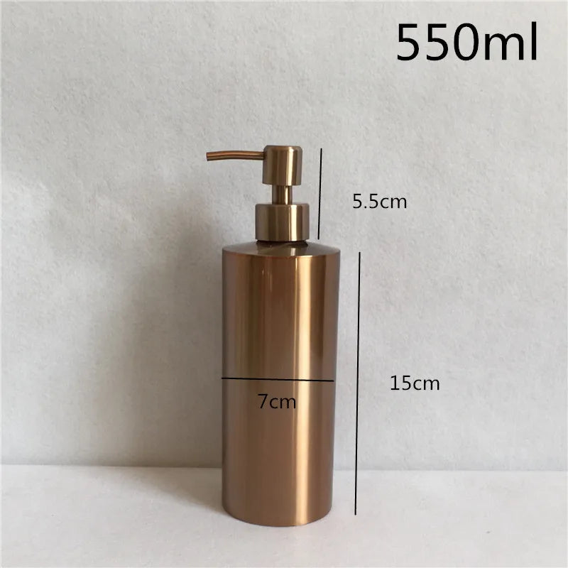 Dispensador de jabón líquido, botella para gel, acero inoxidable 304, plata, oro rosa, bomba para loción, jabón de manos, dispensador para cocina y baño.