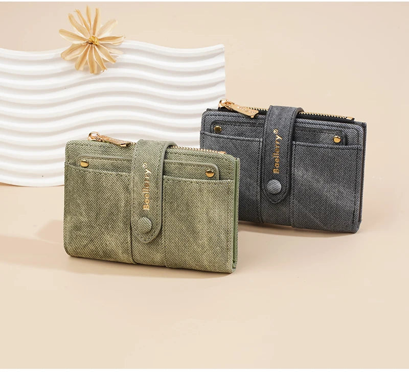 Carteras cortas de mujer Baellerry New Fashion con cremallera, monederos de alta calidad, monedero para mujer con clip para tarjetas desmontable.
