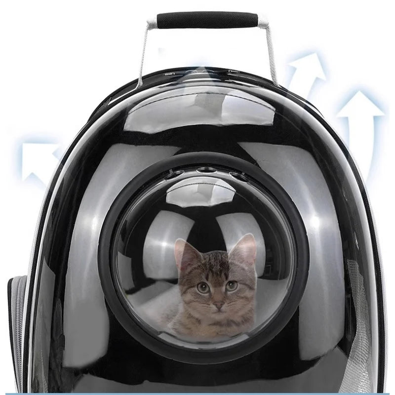 Mochila transportadora para gatos con burbuja transparente de 360° y diseño transpirable: bolsa de viaje espaciosa y ligera para aventuras al aire libre.