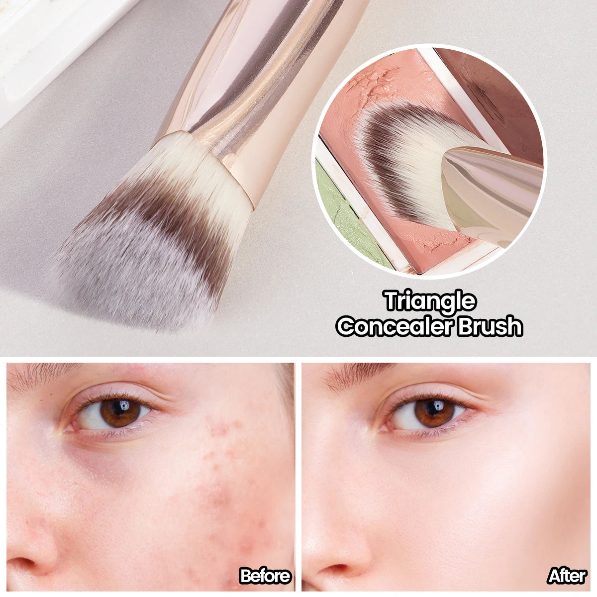 Brocha de maquillaje MAANGE para corrector de ojeras, brocha triangular para base de maquillaje líquida y en crema, herramienta para difuminar y corregir imperfecciones.