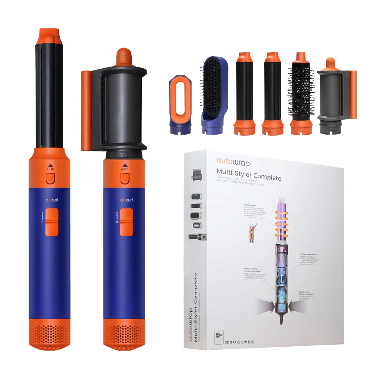Secador de pelo multifunción 6 en 1 con cepillo, rizador y plancha para el cabello. Herramienta de peinado para el cuidado personal.