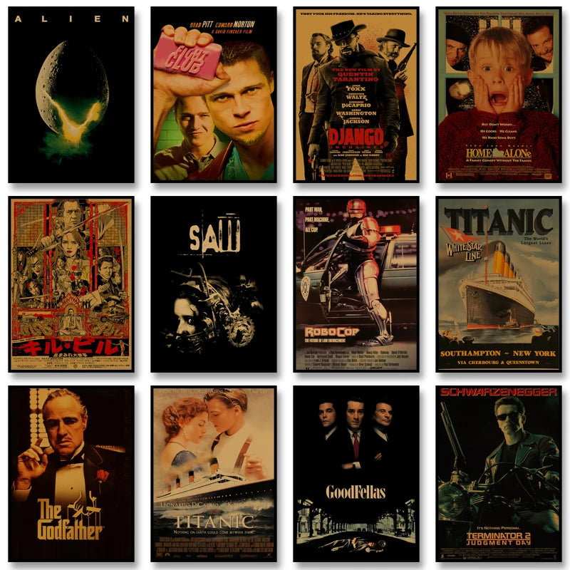 Pósteres de películas clásicas vintage, láminas decorativas retro para el hogar, arte de pared para sala de cine Leon, pintura nostálgica sobre lienzo