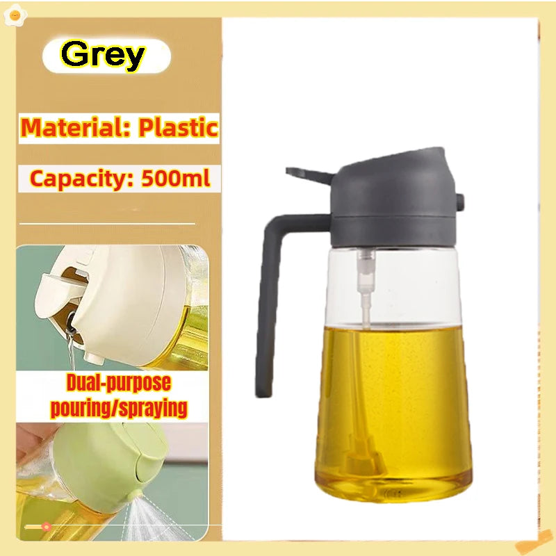 Botella pulverizadora de aceite de 200/300/500 ml para barbacoa, cocina, aceite de oliva, pulverizador de aceite de plástico para hornear, botella vacía, botella de vinagre o pincel de aceite