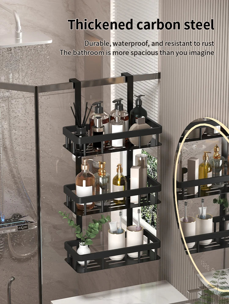 Estante de almacenamiento de tres niveles para pared de baño, estante para puerta, estante para gel de ducha, estante de almacenamiento para artículos de baño