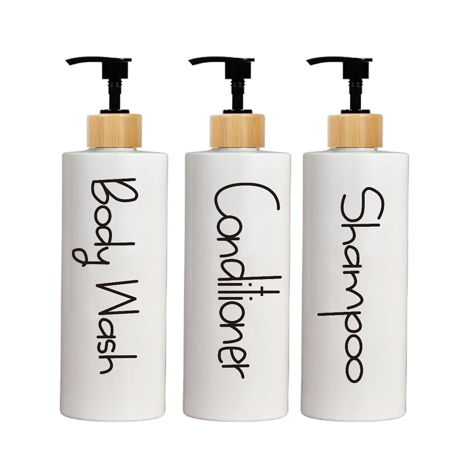 3 dispensadores de jabón para baño, reutilizables, con bomba manual, para gel de ducha y champú.