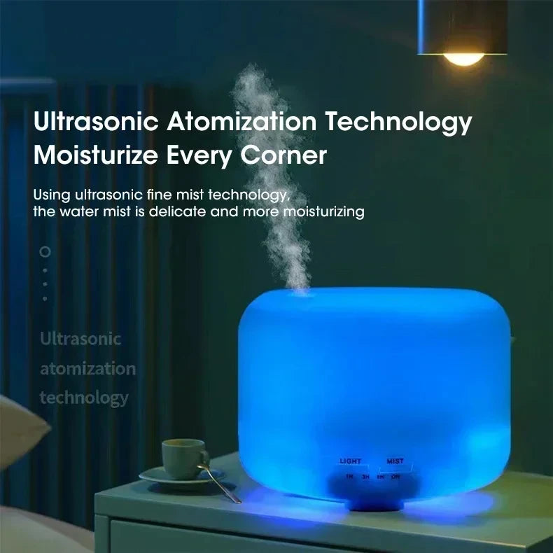 Mini humidificador USB de 500 ml con diseño de madera, difusor de aromas, humidificador de aire con luces nocturnas de colores, difusor de aceites esenciales.