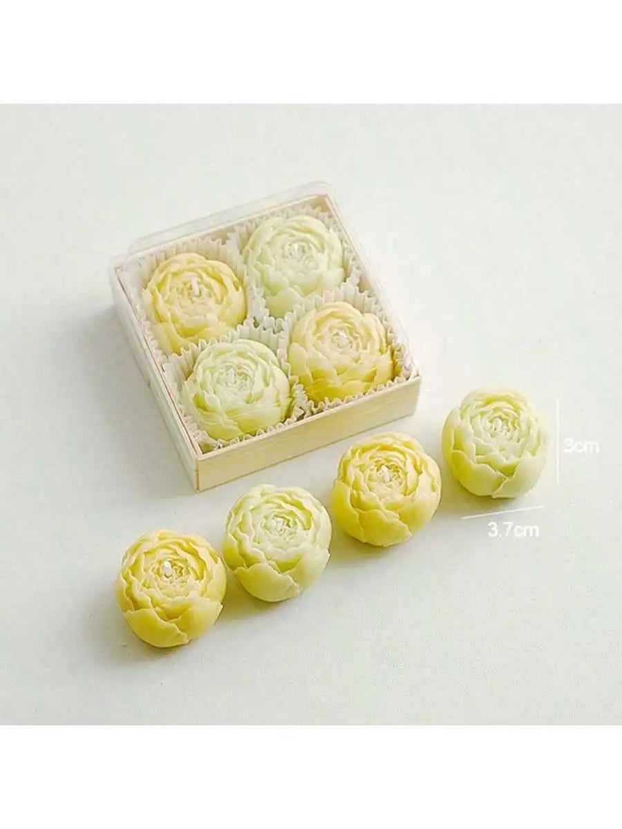 Juego de 4 velas aromáticas de rosas hechas a mano, velas perfumadas, velas con forma de ramo hechas a mano, decoración para el hogar, ideales como regalo de San Valentín.