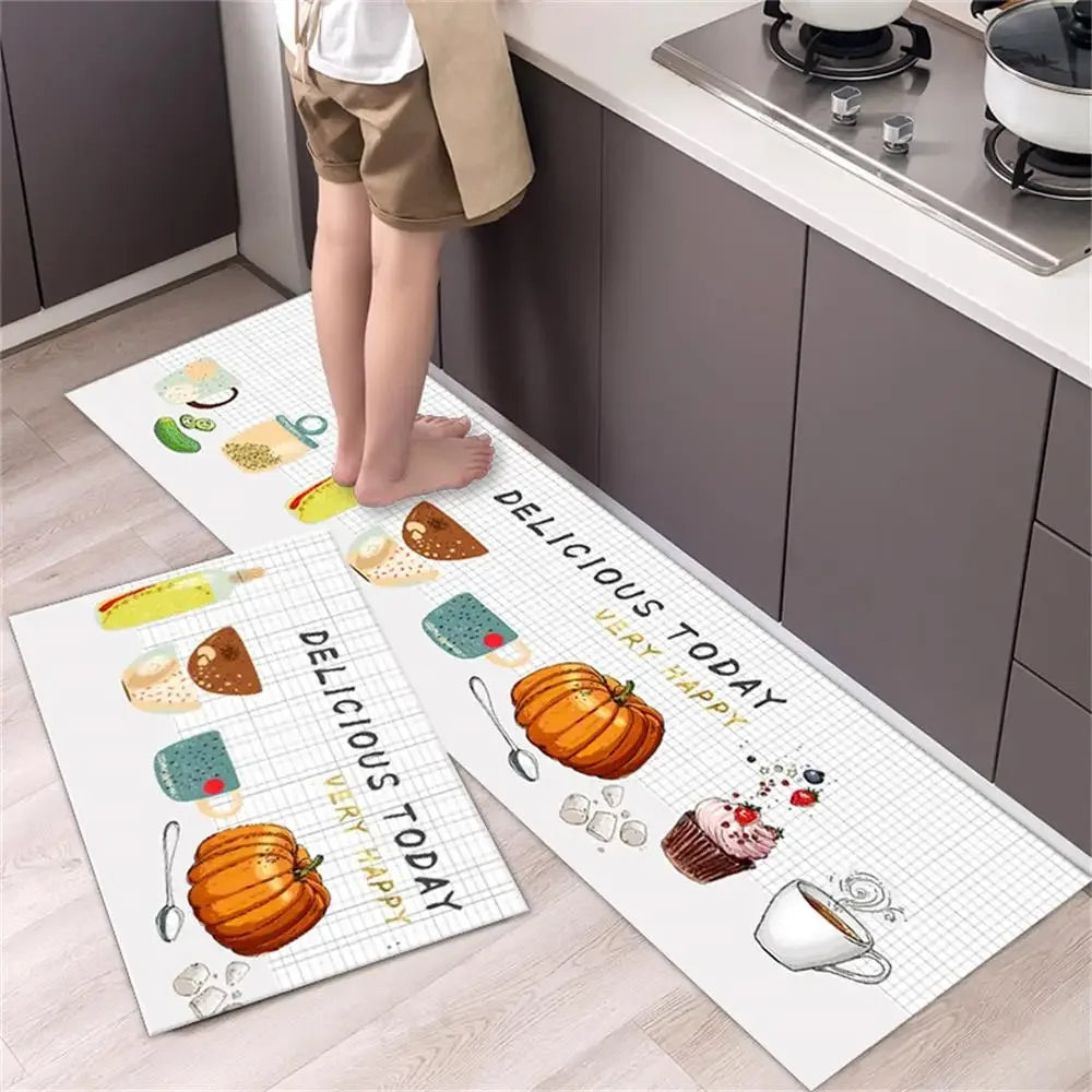 Alfombra para el suelo de la cocina, el dormitorio, la sala de estar, la mesita de noche, el pasillo, la alfombra suave lavable, antideslizante, el felpudo de entrada del baño.