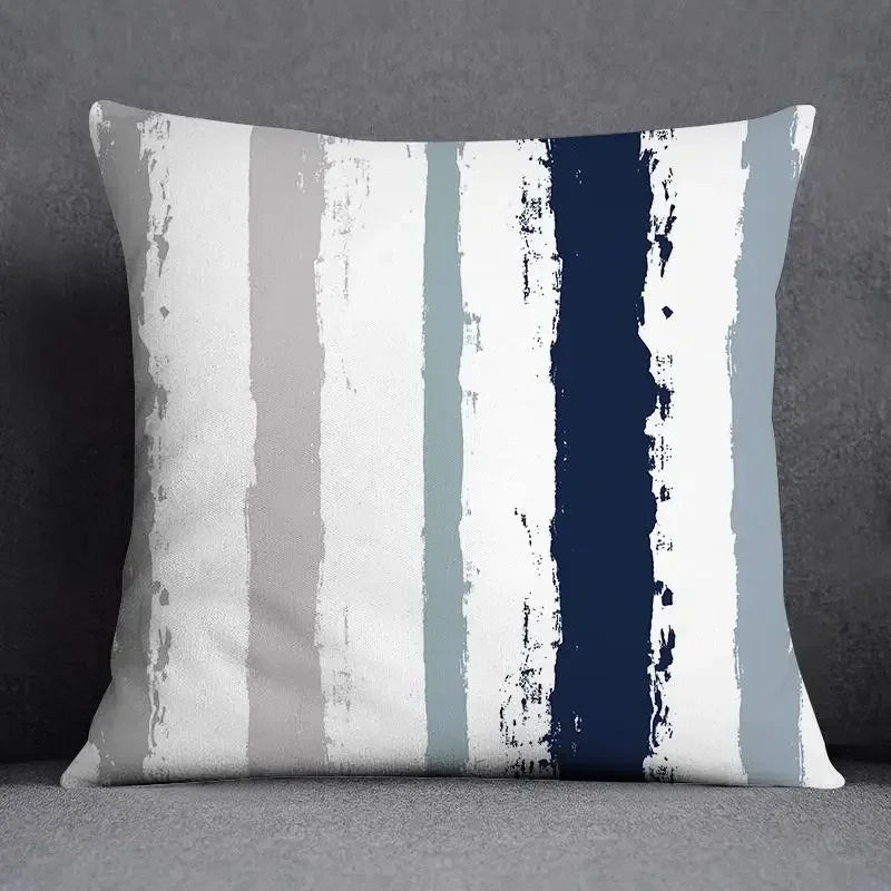 Funda de cojín de 45x45 cm con estampado geométrico, poliéster, azul grisáceo, funda de almohada para sofá, cojín decorativo, funda de almohada para el hogar