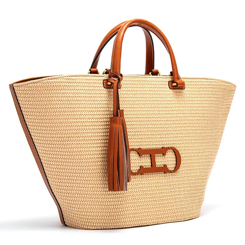Bolso de mano Chch estilo cesta tejida para mujer, nuevo bolso tote de gran capacidad