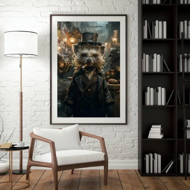 Cuadro decorativo de animales renacentistas: Oso panda caballero con atuendo victoriano. Arte mural retro con animales divertidos. Regalo ideal para la decoración del hogar.