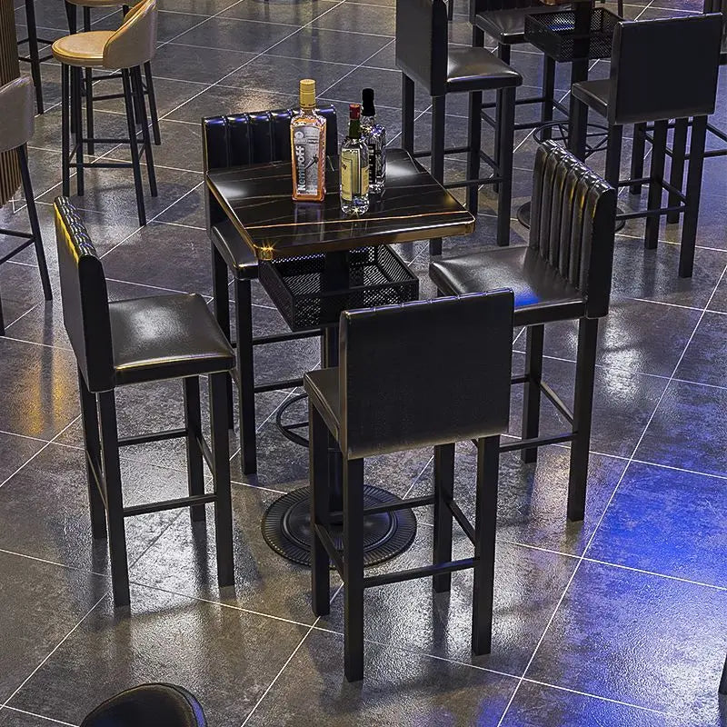 Modern Vintage Bar Stools: Iron Base Stools + Distressed Wood Tables Retro Pub Stools & High-Top Tables – Industrial Bar