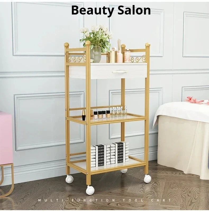 Beech Trolley Salon Hair Equipment Wheels Spa Beauty Furniture Machine Laser Black Roulette Storage Hairdressing Stainless Steel