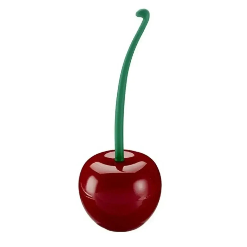 1 pieza de cepillo de inodoro rojo con forma de cereza creativa y encantadora, juego de soporte para cepillo de inodoro y accesorios de baño