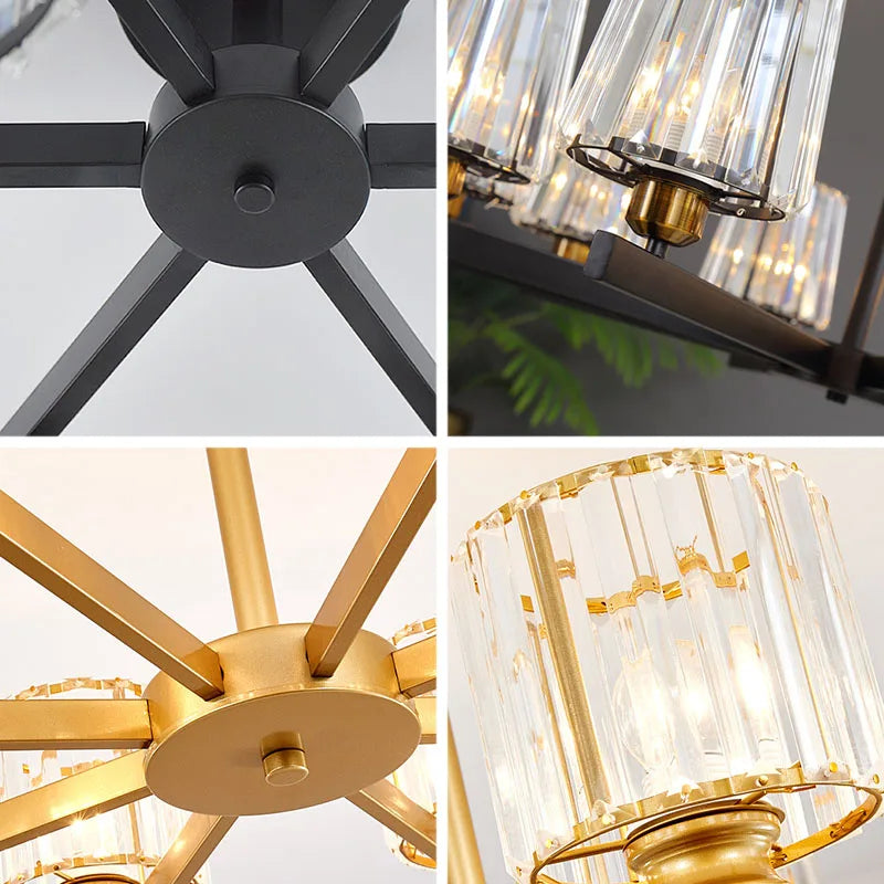 Decoración moderna minimalista para sala de estar: lámpara de araña redonda negra geométrica LED colgante para interiores.