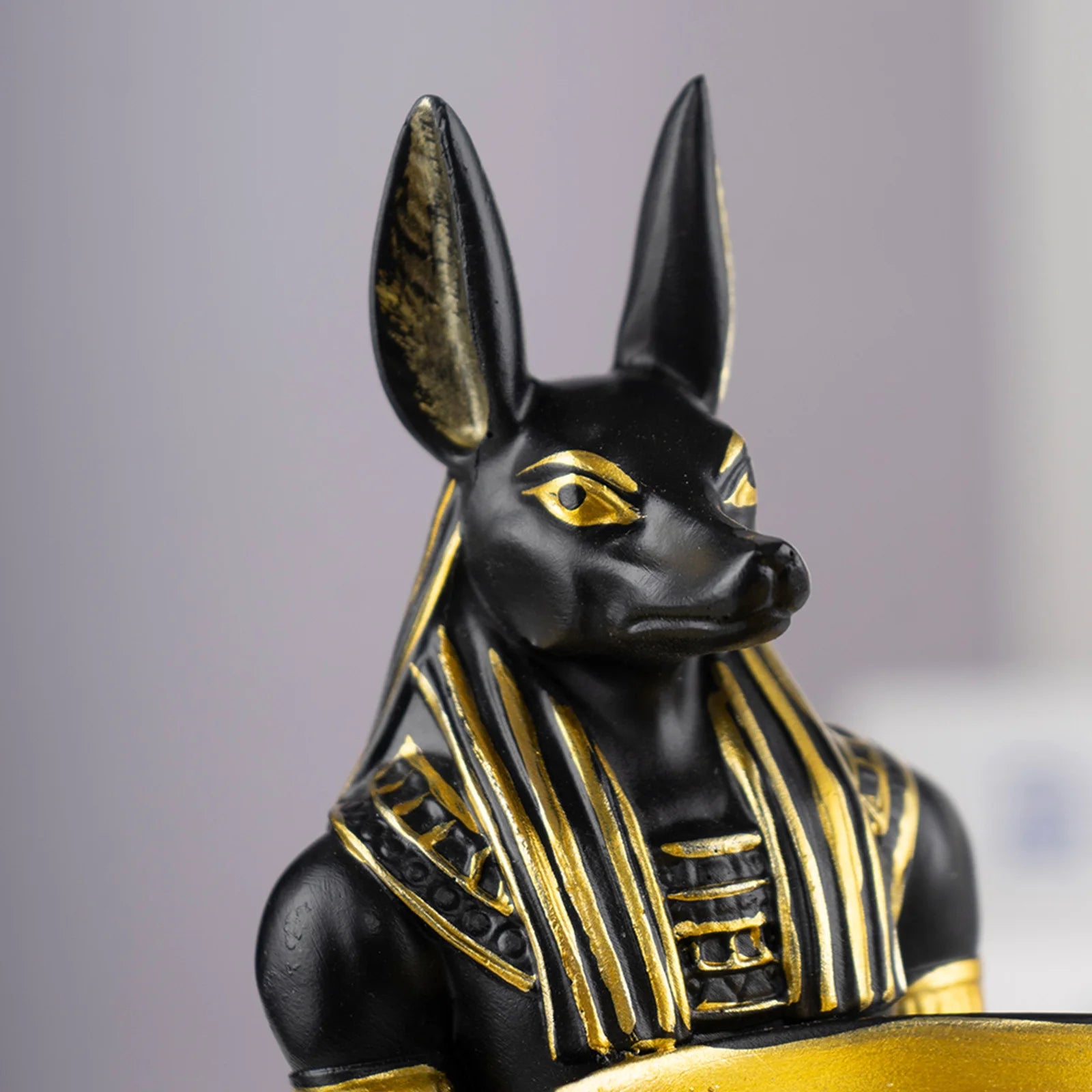 Estatua de resina del dios Anubis de 25 cm, figura de dios egipcio con cuenco, escultura egipcia, decoración del antiguo Egipto y organizador de escritorio.