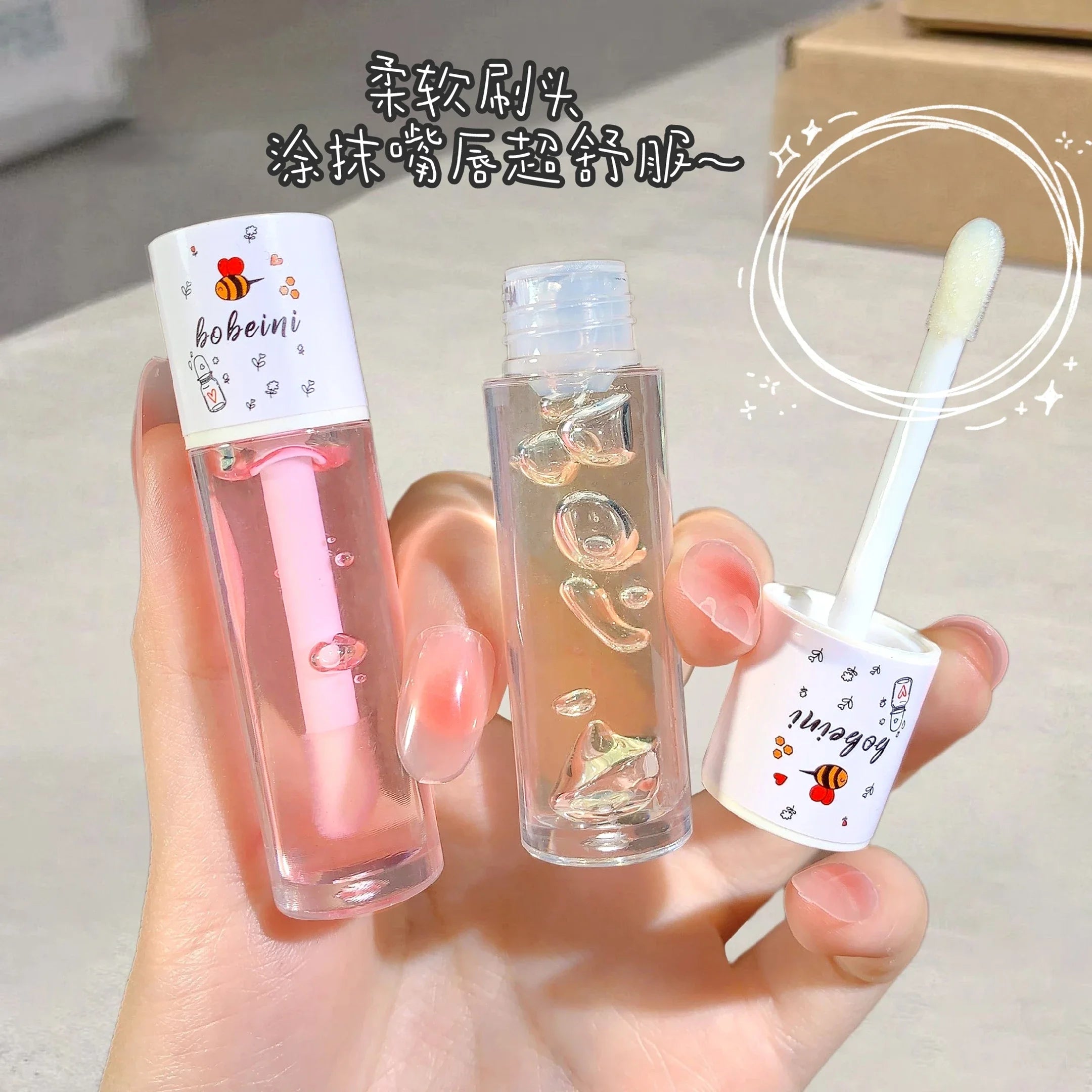 Aceite labial de miel y melocotón, voluminizador, hidratante, no pegajoso, brillo, bálsamo labial líquido transparente de larga duración.