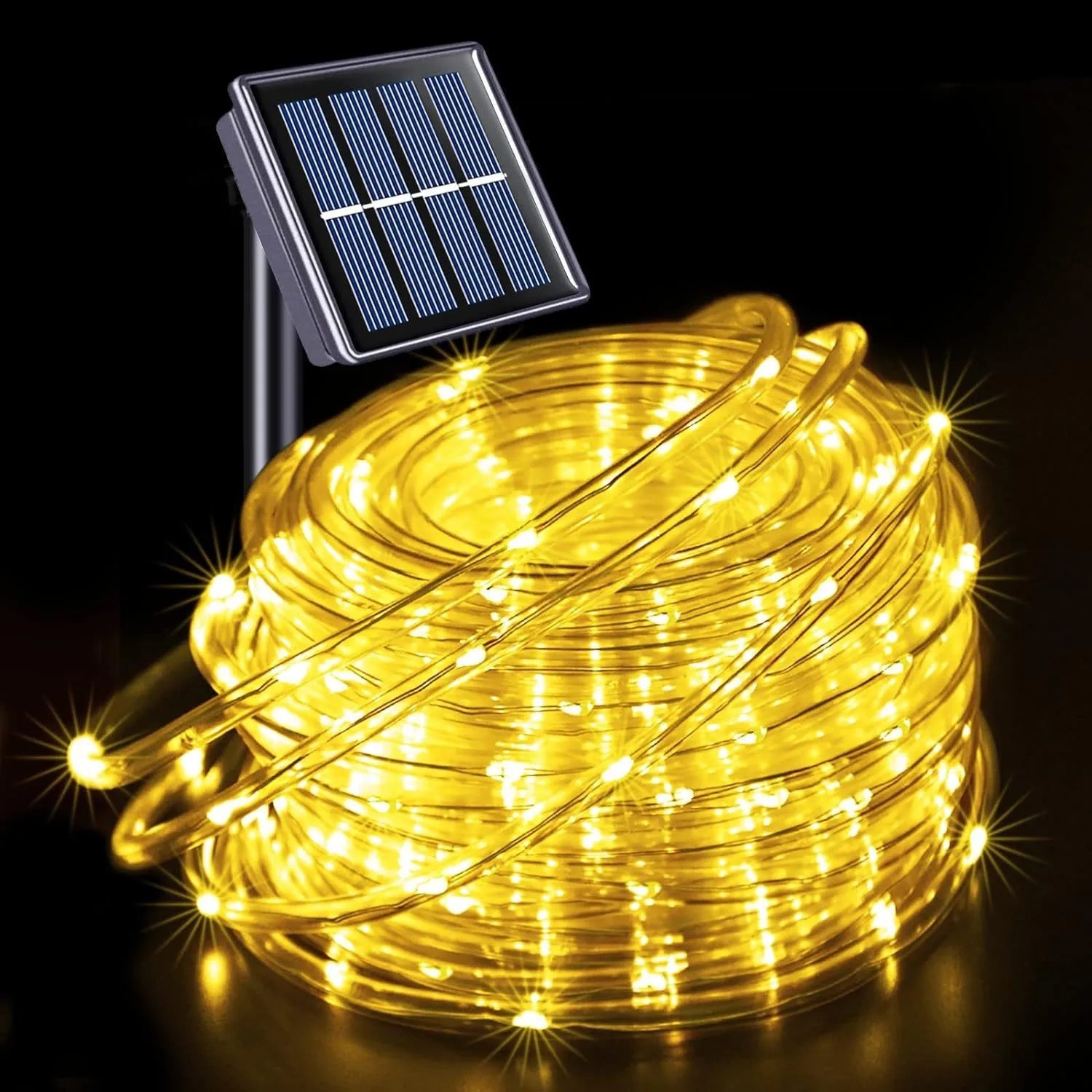 Tira de luces LED solares, tubo de cuerda, guirnalda de luces solares, decoración navideña para exteriores, jardín, césped, árbol, patio, valla.