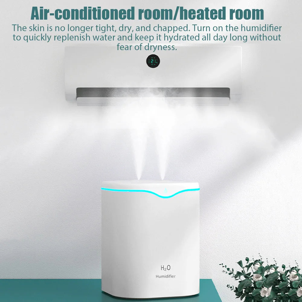Humidificador de doble pulverización de gran capacidad de 2 litros USB para el hogar, la oficina y el escritorio, difusor de aroma, purificador de niebla, aceite esencial, humidificador de aire
