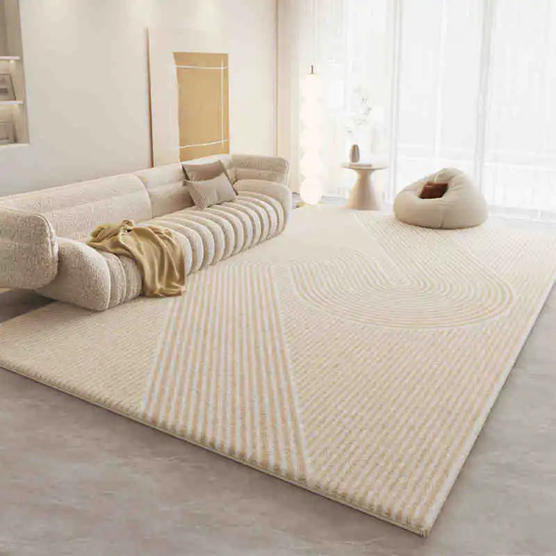 Alfombra de felpa suave, gruesa y antideslizante de color crema para sala de estar, dormitorio, hogar, sofá, mesa de centro. Alfombra antifrío.