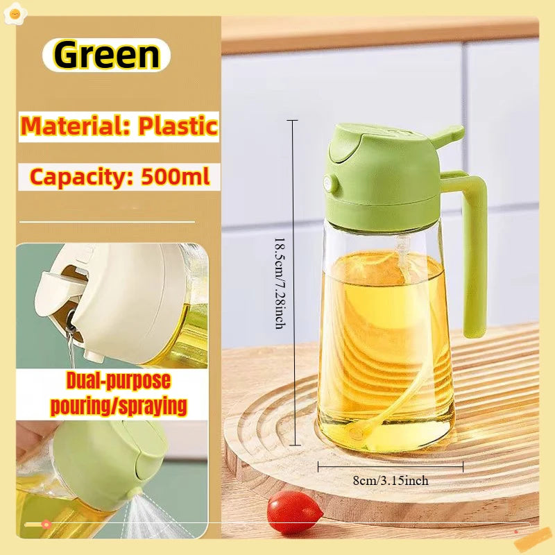Botella pulverizadora de aceite de 200/300/500 ml para barbacoa, cocina, aceite de oliva, pulverizador de aceite de plástico para hornear, botella vacía, botella de vinagre o pincel de aceite