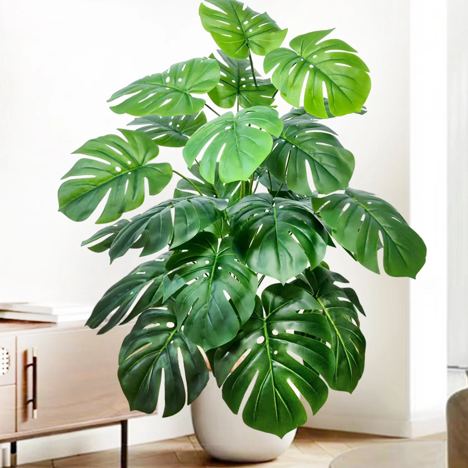 Planta Monstera artificial de 52-104 cm (40,94 pulgadas), palmera falsa de plástico con hojas verdes, ideal para la decoración del hogar, jardín, habitación u oficina.