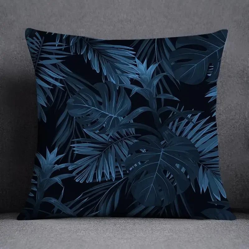 Funda de cojín de 45x45 cm con estampado geométrico, poliéster, azul grisáceo, funda de almohada para sofá, cojín decorativo, funda de almohada para el hogar
