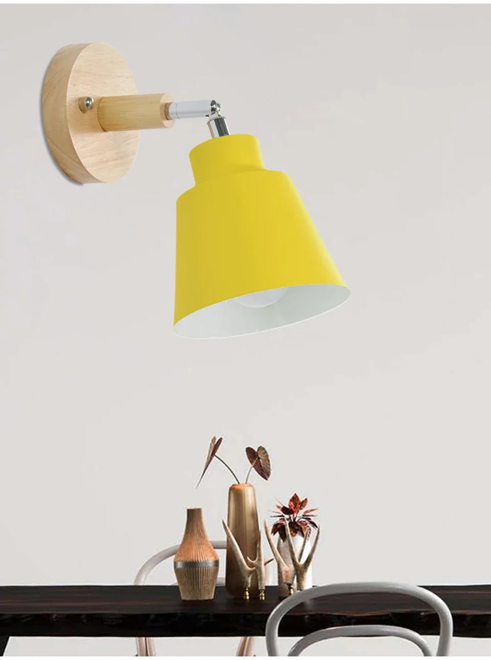 Aplique de pared nórdico para interiores, bricolaje, E27, madera, 6 colores, enchufe EU/UL, 350°, lámparas de pared para sala de estar, dormitorio, pasillo, apliques.
