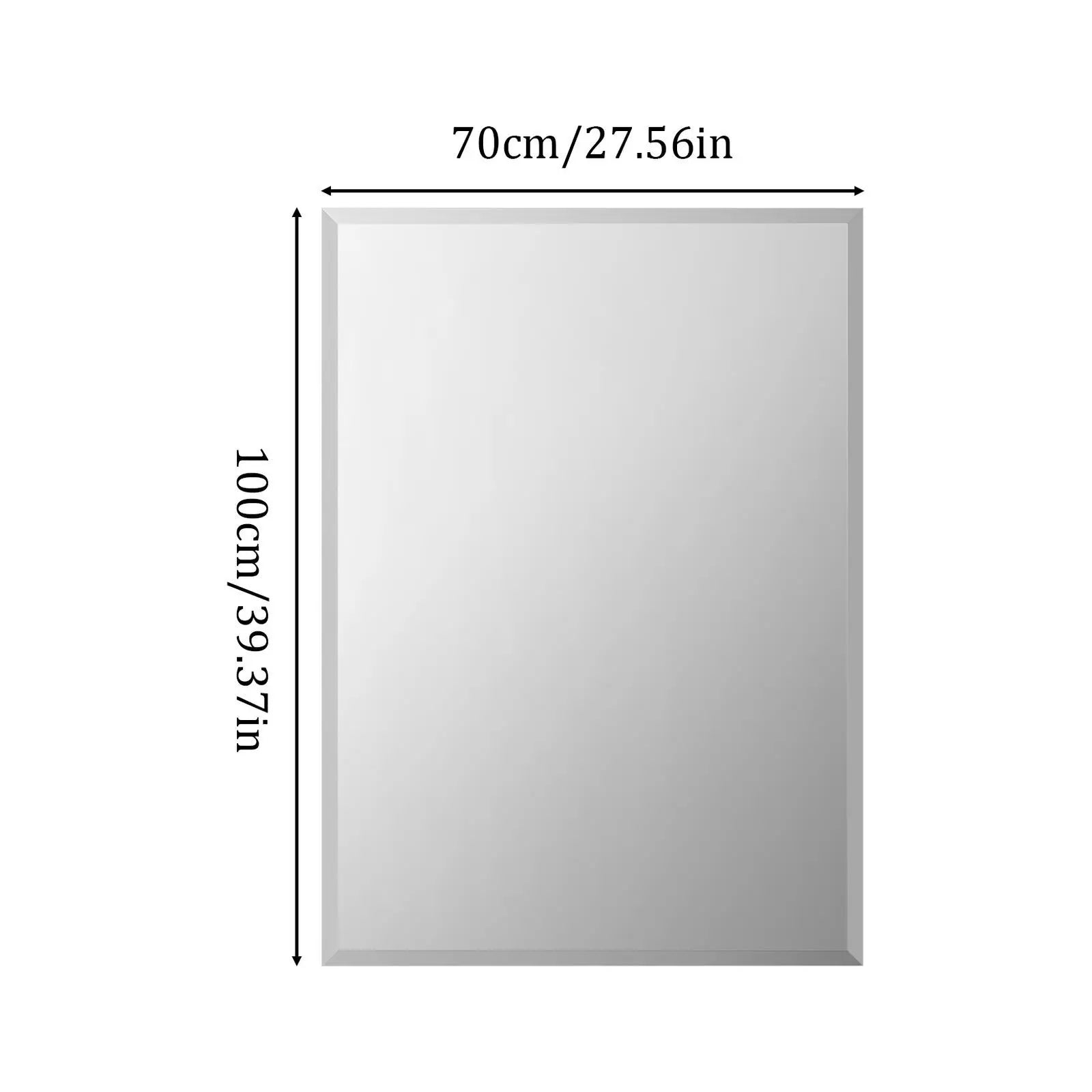 Espejo de pared rectangular sin marco, espejo de tocador, espejo de entrada decorativo con borde plateado biselado para baño, dormitorio, sala de estar y comedor.