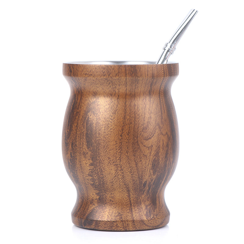 Mate de acero inoxidable 304 de 8 oz, calabaza para mate argentina con bombillas.