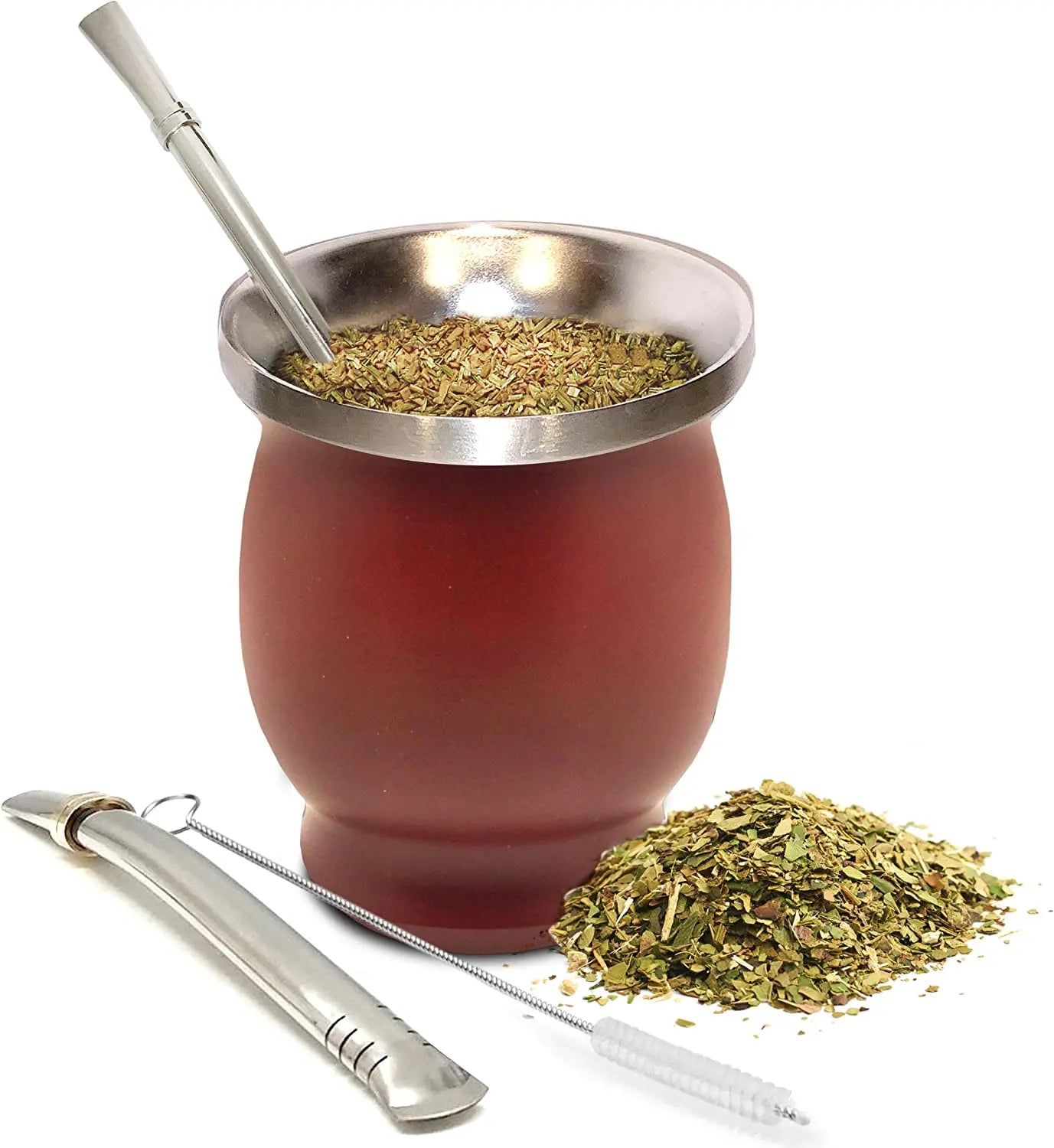 Juego de mate de calabaza natural con tapa (mate tradicional original - 230 ml) | Incluye 2 bombillas (pajitas para mate)