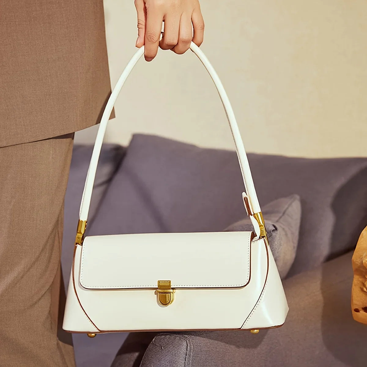 Bolso de mujer vintage, bolso de hombro de material PU, bolso tipo baguette francés, bolso de mano para el brazo, bolso de viaje Hundred