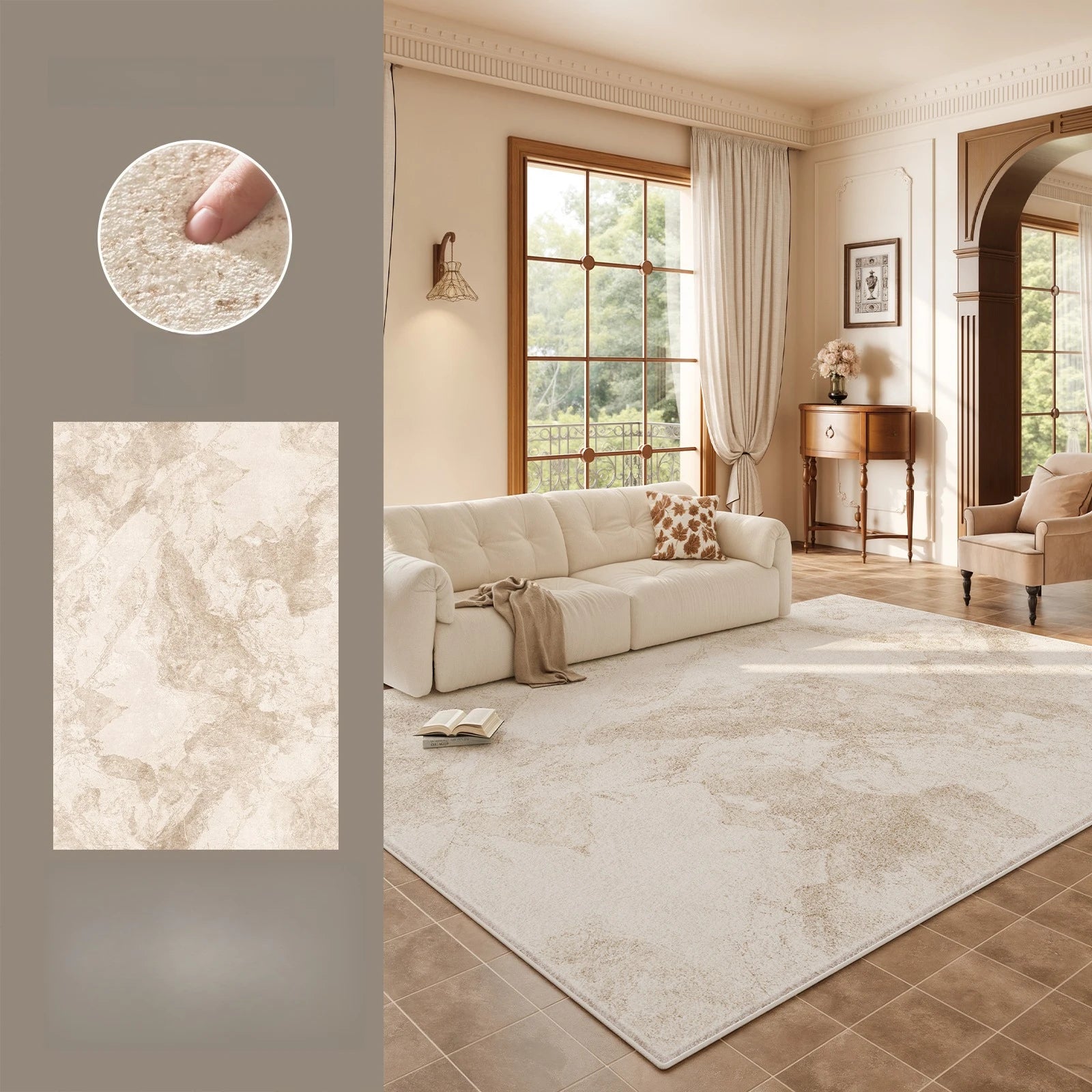 Alfombra de gran tamaño para sala de estar, alfombra gruesa y mullida de estilo moderno para dormitorio, alfombra suave y esponjosa para estudio, alfombra lavable para el hogar.