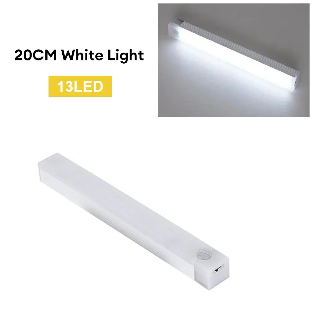 Luz LED con sensor de movimiento, luz nocturna LED inalámbrica recargable tipo C, lámpara para armario, lámpara de armario, retroiluminación de escalera para cocina.