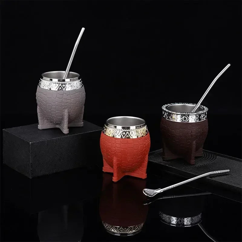 Vaso térmico de acero inoxidable de doble pared de 180 ml para café, cerveza, yerba mate y té.