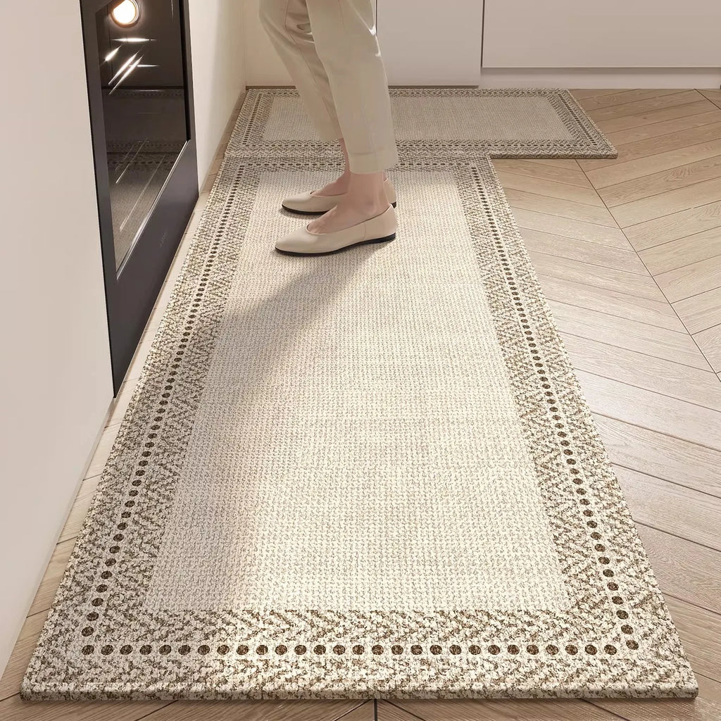 Alfombra de cocina moderna minimalista de alta gama, antideslizante y resistente a las manchas, con bucle cómodo de TPR, ideal para la decoración del hogar.
