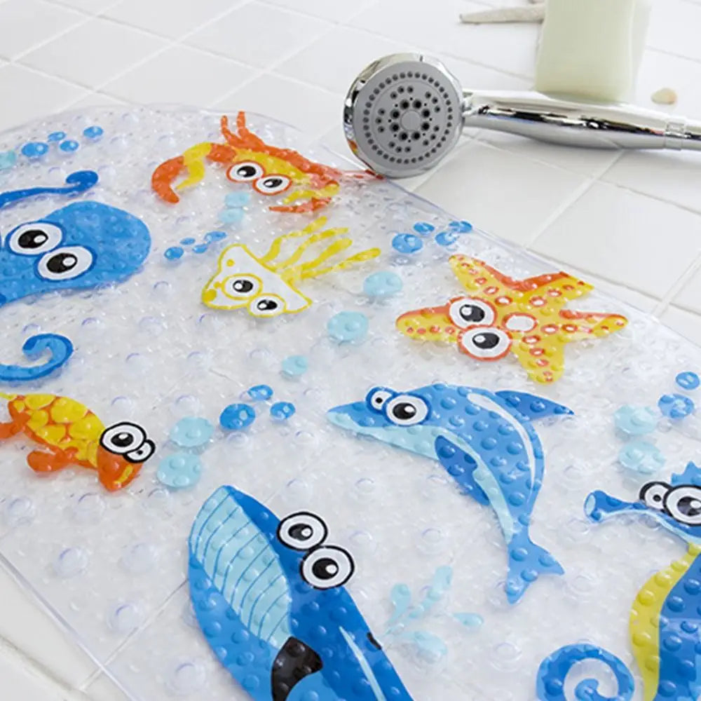 Alfombrilla de baño antideslizante de PVC suave con diseño de dibujos animados para niños, con ventosa, para ducha y bañera.