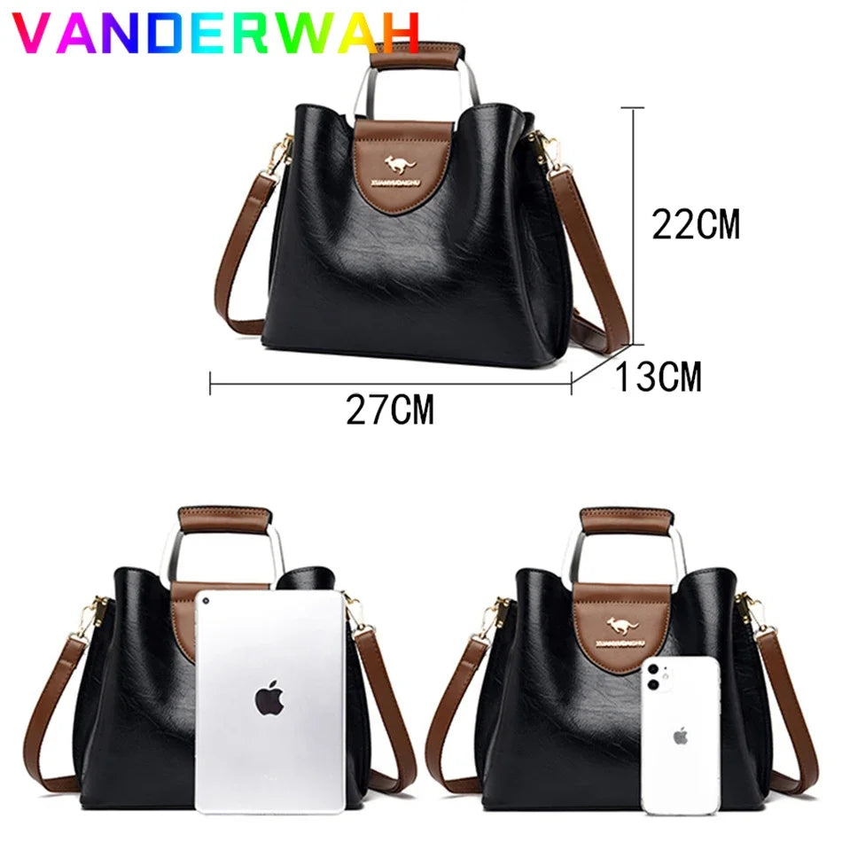 Bolso pequeño de mano de 3 capas de la marca Brand, de piel aceitada, bolsos de lujo para mujer, bolsos de hombro y bandolera de diseñador para mujer.