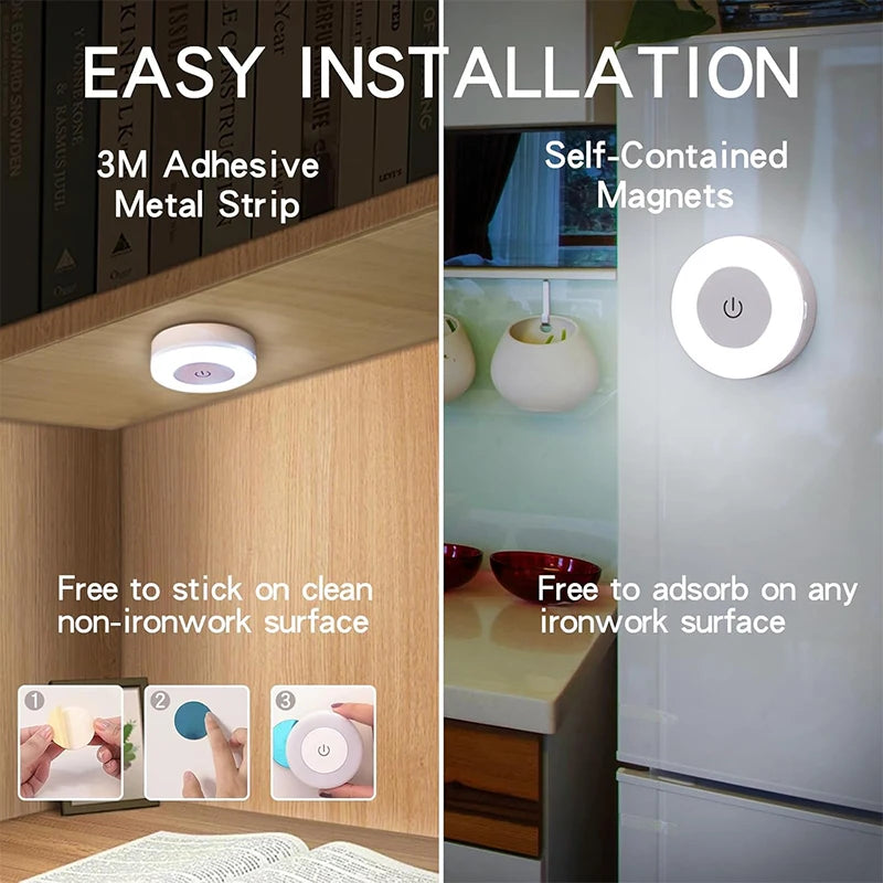 1-6 unidades de luces nocturnas LED de bajo consumo con sensor táctil, 3 colores, regulables, recargables por USB, magnéticas, para habitación, pasillo o dormitorio.