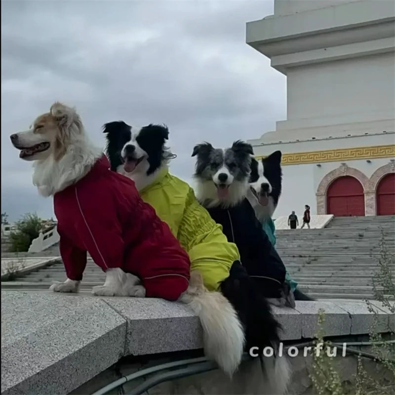 Chaqueta impermeable para perros, abrigo reflectante para la lluvia, monos y enterizos rojos para perros, impermeable de otoño e invierno para perros grandes.