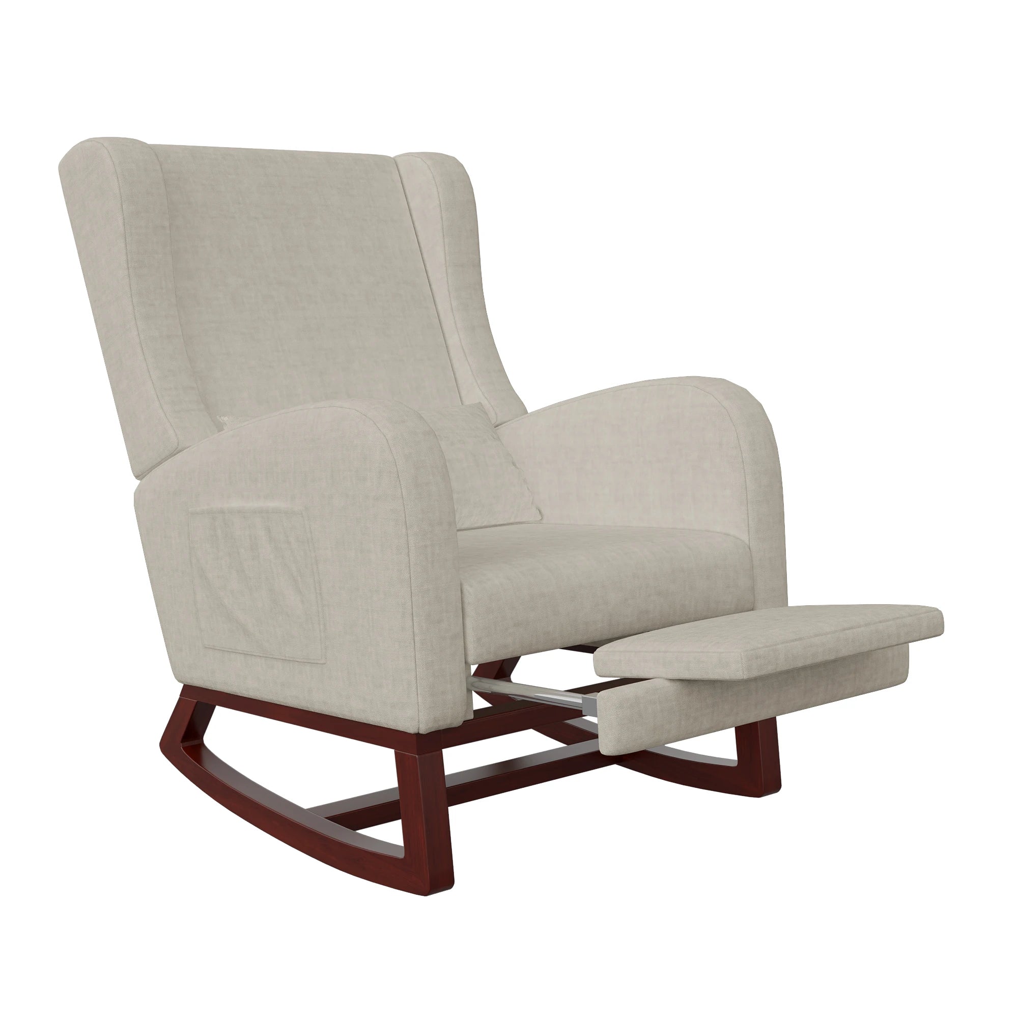 Mecedora Anajqaqia, silla para sala de estar, sillón, con base de madera y 2 bolsillos laterales, capacidad de carga: 150 kg.