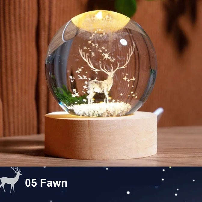 Lámpara de bola de cristal 3D con proyecciones de galaxias y planetas, luz nocturna LED USB para crear un ambiente acogedor en el hogar, decoración navideña.
