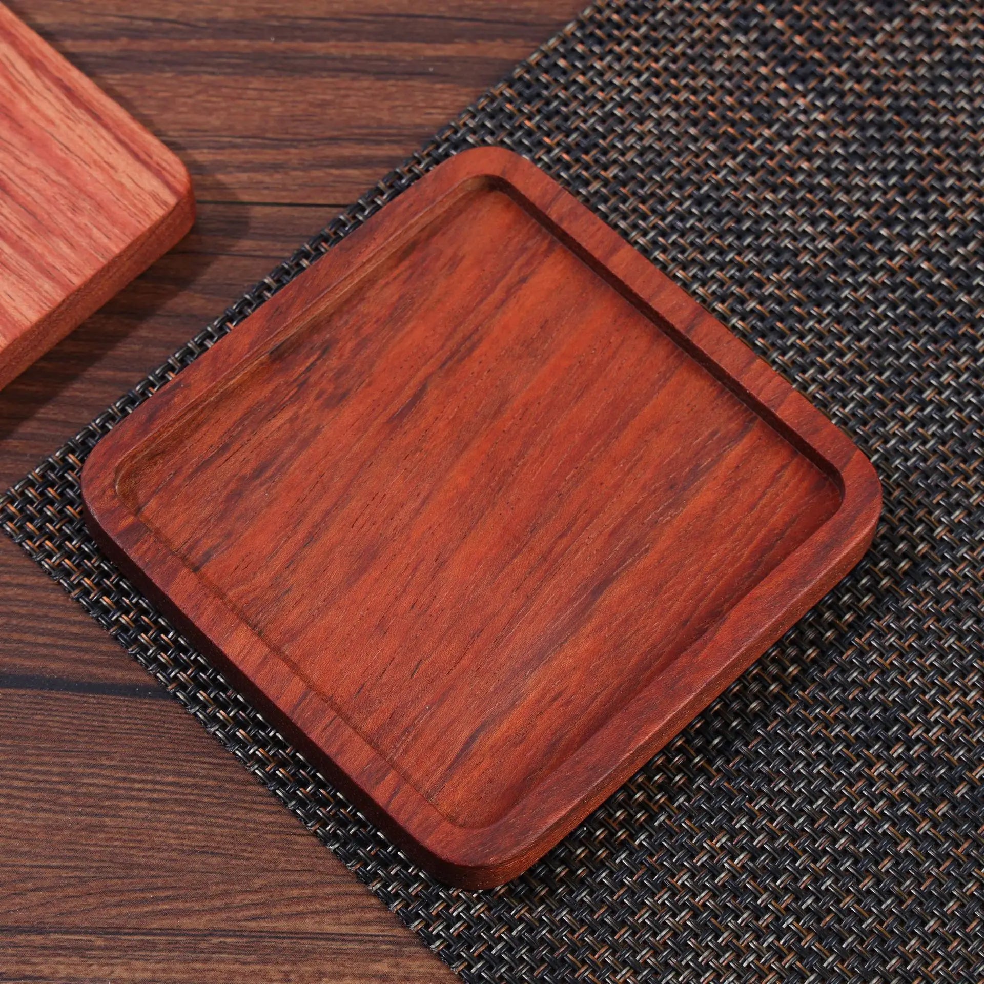 Posavasos de madera de nogal de 8,8 cm para vasos y tazas, salvamanteles redondos y cuadrados de madera, resistentes, para té y café.