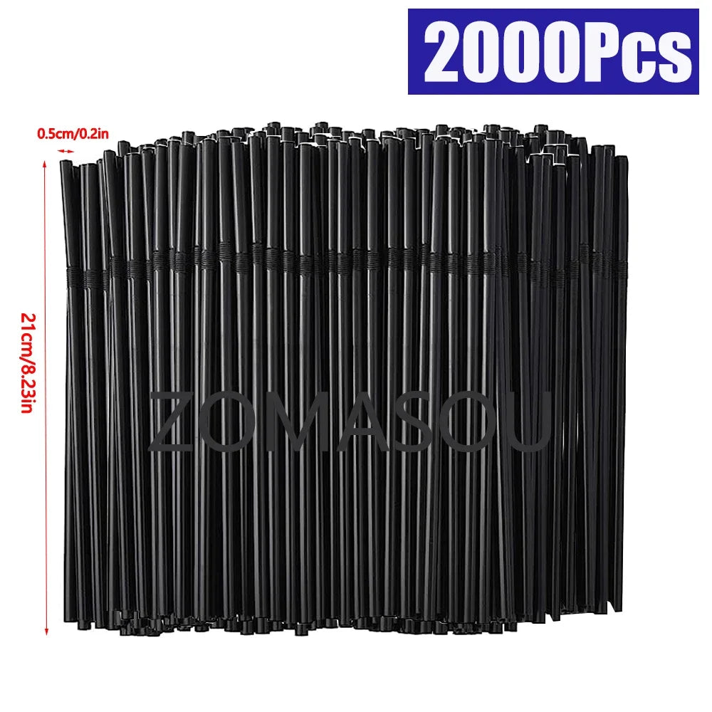 50-3000 unidades de pajitas negras y multicolores para bebidas, cócteles, fiestas, bodas, cocina, accesorios de cocina